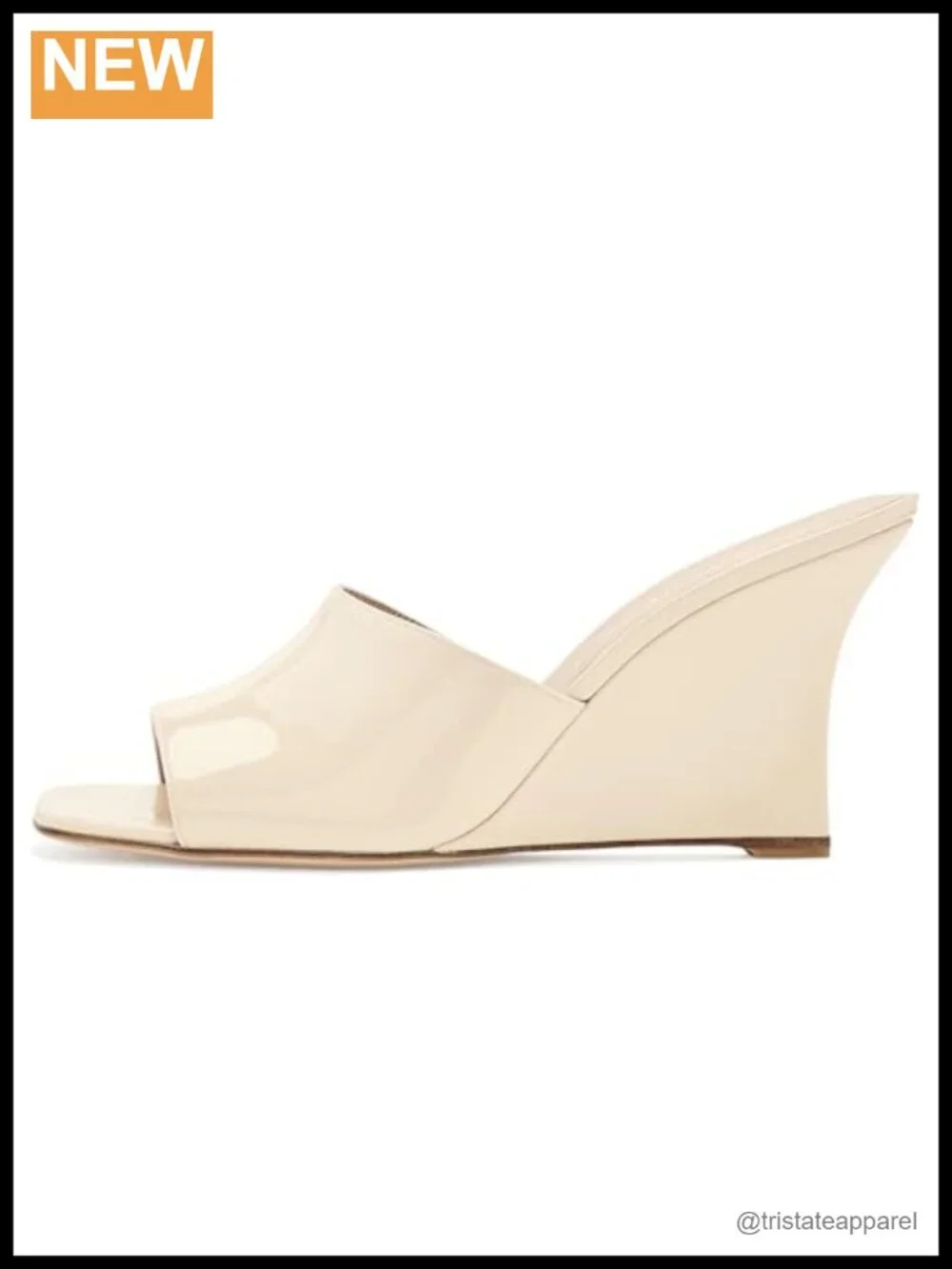 Leather Wedge Mule Sandals Slip On Open Square Toe Dressy Heels
